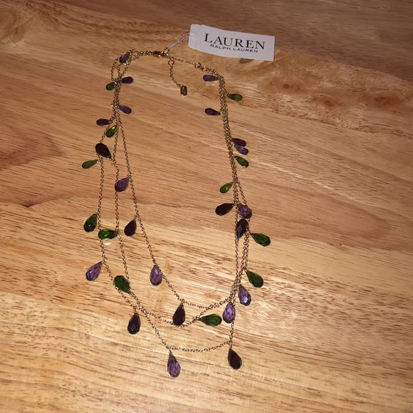 Lauren Ralph Lauren Gold Tone Triple Layer Briolette Stone Collar Necklace NWT - Picture 14 of 16